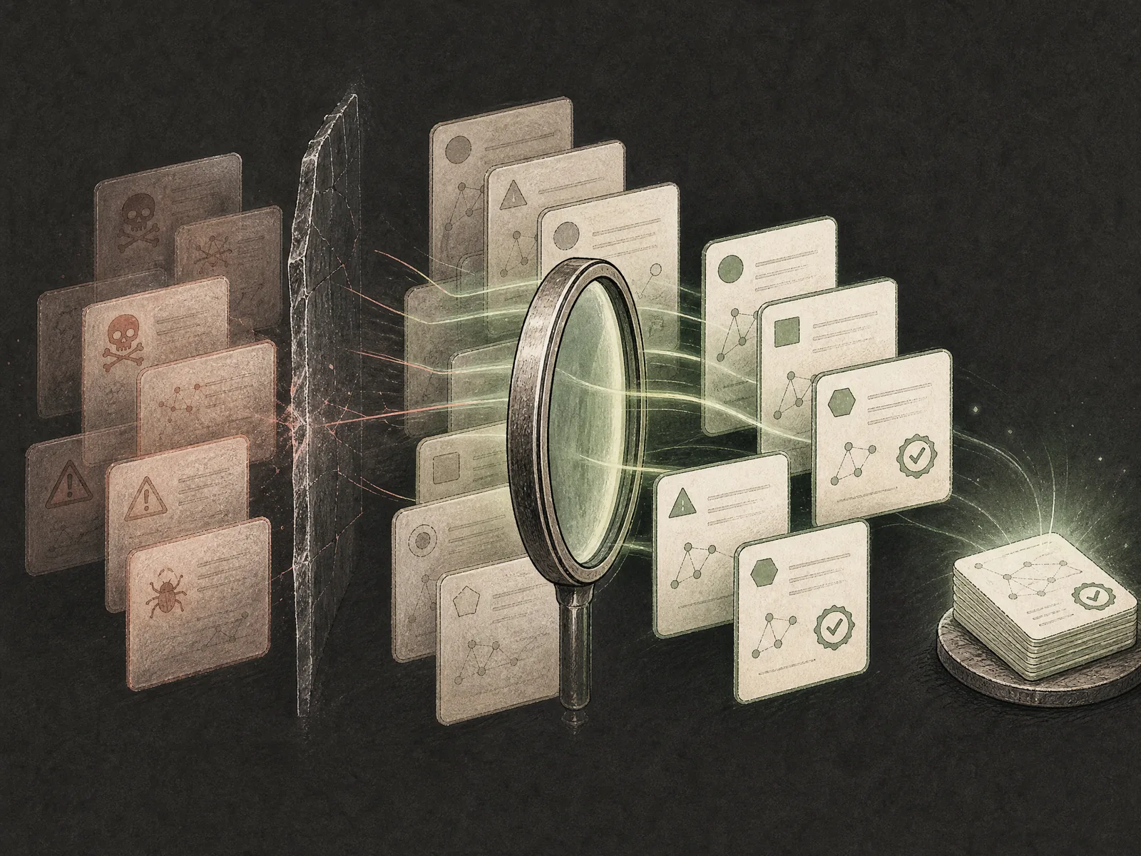 A retrieval lens selects only fresh, signed and policy-approved memory cards