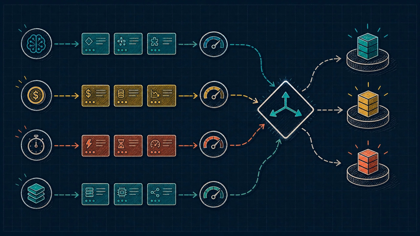 Capability, cost, latency, and infrastructure signals converge at one routing decision