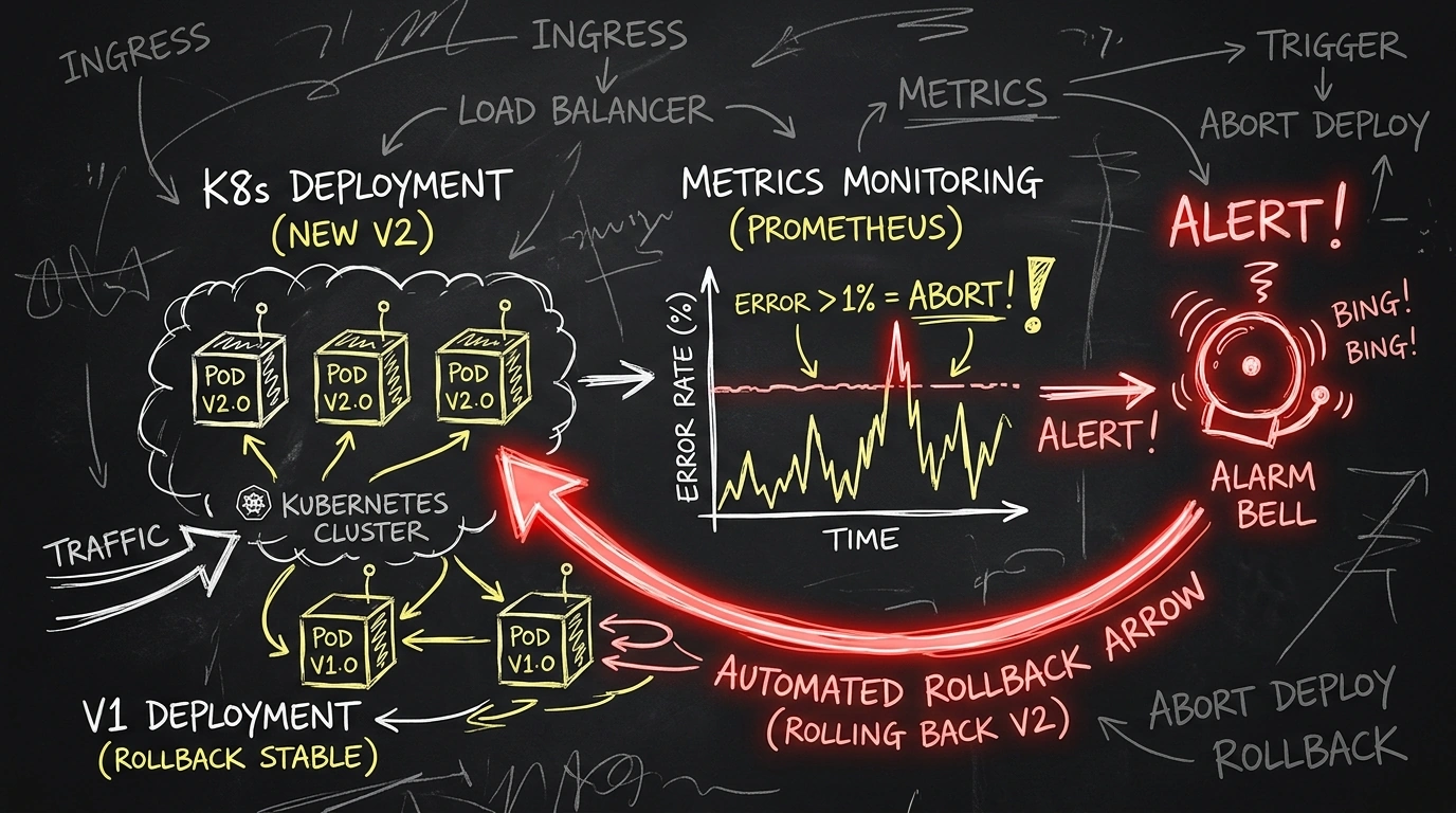 Automated Rollback and Prometheus Alerting Scribbly Diagram